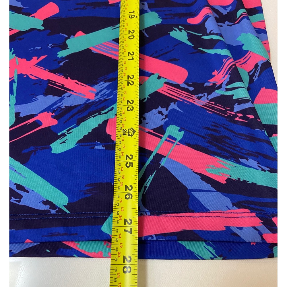 Yatta Golf Polo Mens Medium Abstract Blue Pink Neon Performance Golfing Shirt - Picture 8 of 8